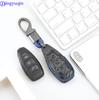 Jingyuqin Carbon Leather Car Key Case Cover for Ford Fiesta Focus Mondeo Ecosport Kuga Focus Procted Smart Key