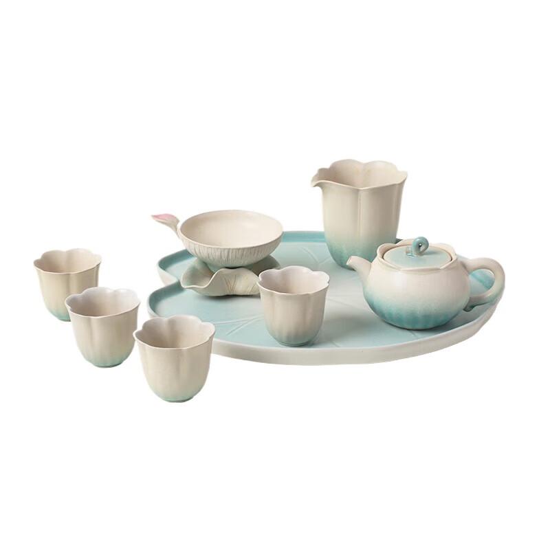 

Lubao Ceramic Tea Set - Clear Lotus Elegant Realm