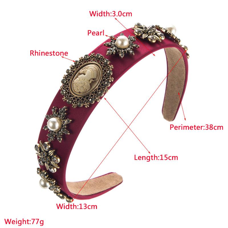 Hair Band Baroque Vintage Crystal Pearl Head Band Women's High Grade Beauty Hairhoop