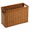 Woven Storage Baskets, Rectangular Wicker Basket with CutOut Handles, Tan Synthetic Rattan for