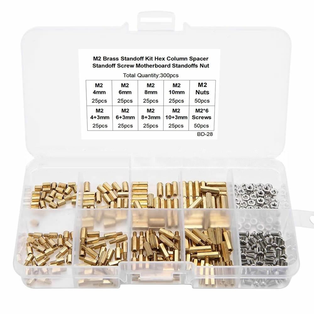 300pcs PCB Motherboard Hex Brass Spacer M2 Nut & Bolt Sets  DIY Electronic Projects