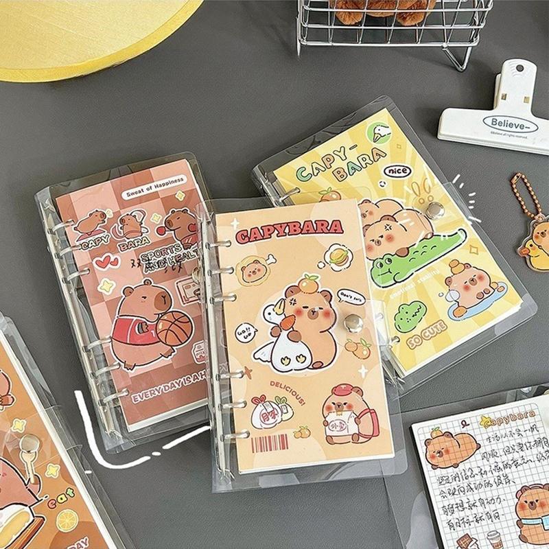 Cute Capybara Hand Book Lovely Loose-Leaf Student Notebook Diary Cartoon Portable Detachable Notepad Student Stationery Gifts