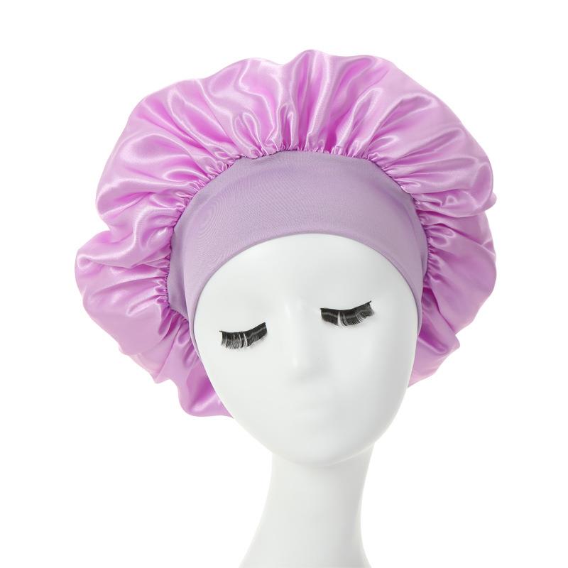 Touca feminina para cabelo noturno, gorro sedoso de cetim com ajuste de camada dupla, chapéu para cabelos cacheados e elásticos, acessórios de estilo