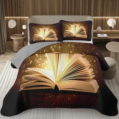 Magisches Buch Bettüberwürfe Decke Queen Size Buchliebhaber Geschenke Bettwäsche Set Buch Thema Steppdecken Set Für Kinder Teenager Erwachsene Schlafzimmer Dekor