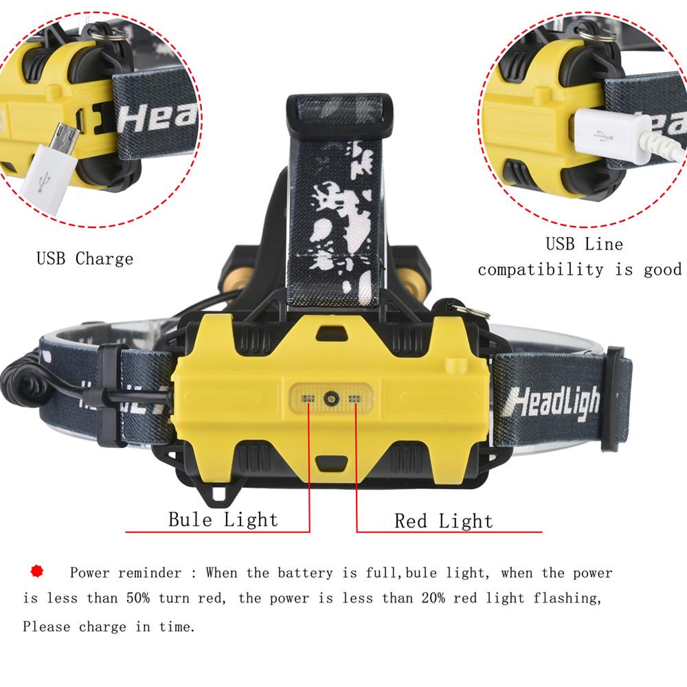 Outdoor 30W USB Charging 5 LEDs Zoom Headlamp Flashlight