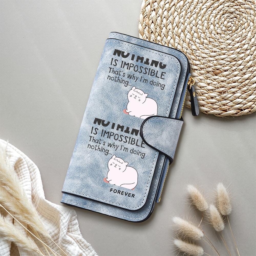 Cute Cat Printed Long Wallet Fashion Casual Large Capacity Multi Card Holder Portable Purse