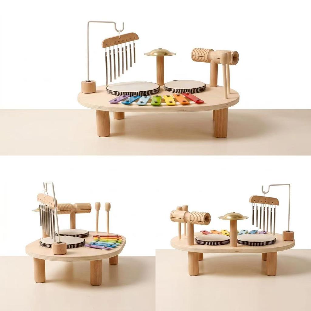 Multifunctional Wooden Music Table: Children's Educational Drum & Xylophone Toy for Boys & Girls