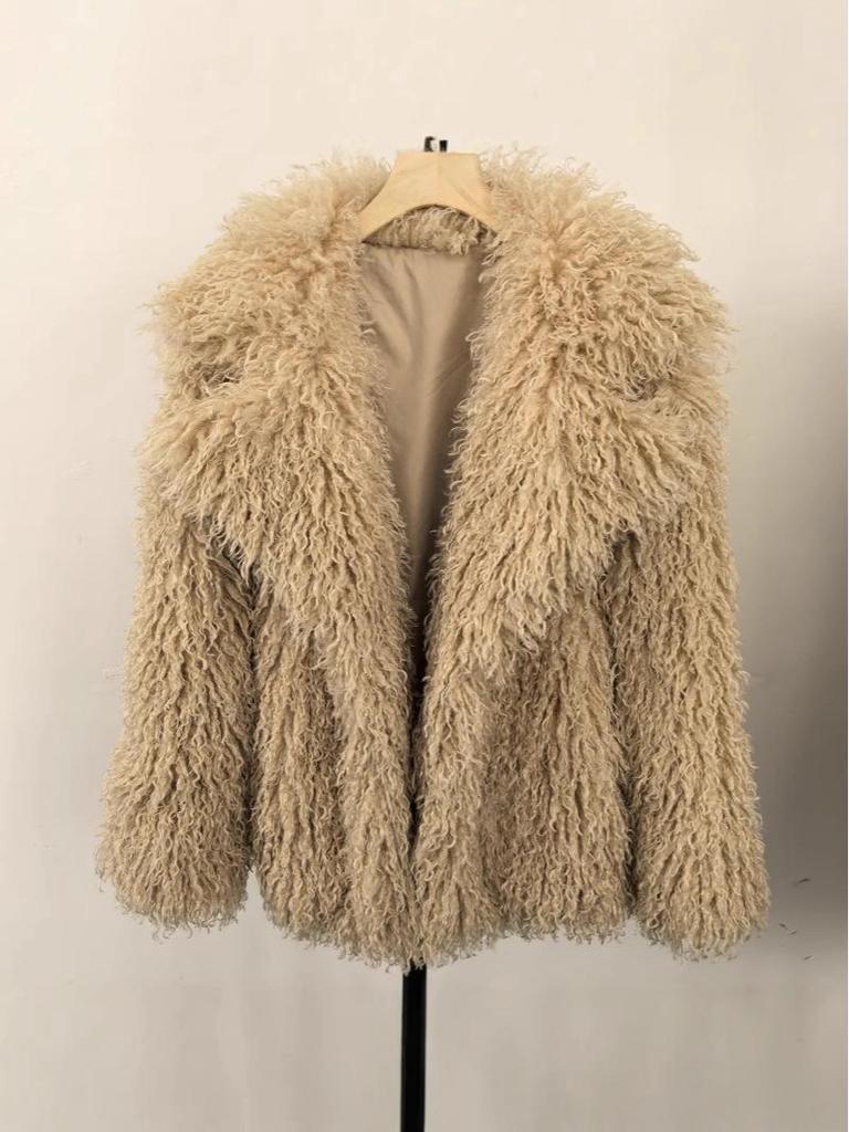 Winter Faux Fur Imitation Tan Sheepskin Short Coat