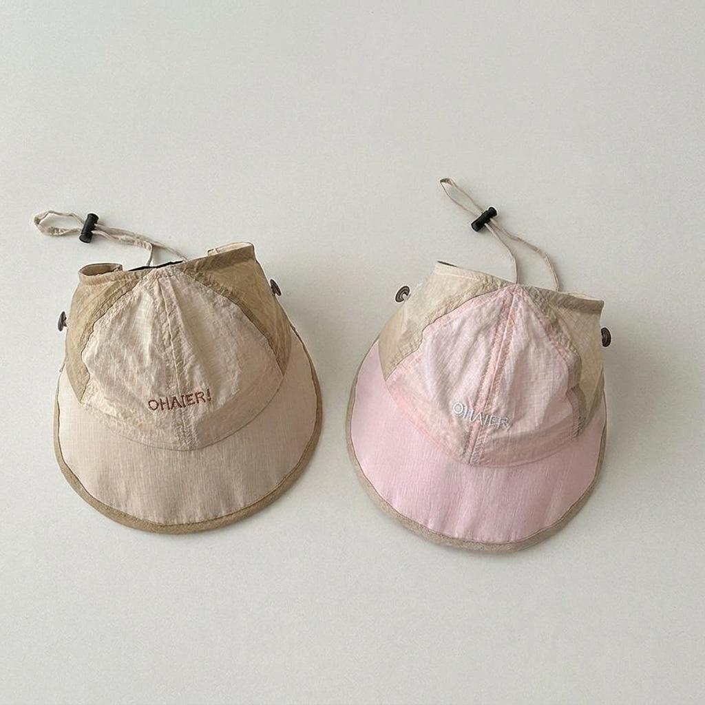 Summer Casual Kids Sun Hat Letter Color Blocking Adjust Visor Cap for Boys and Girls Thin Breathable Children Hat