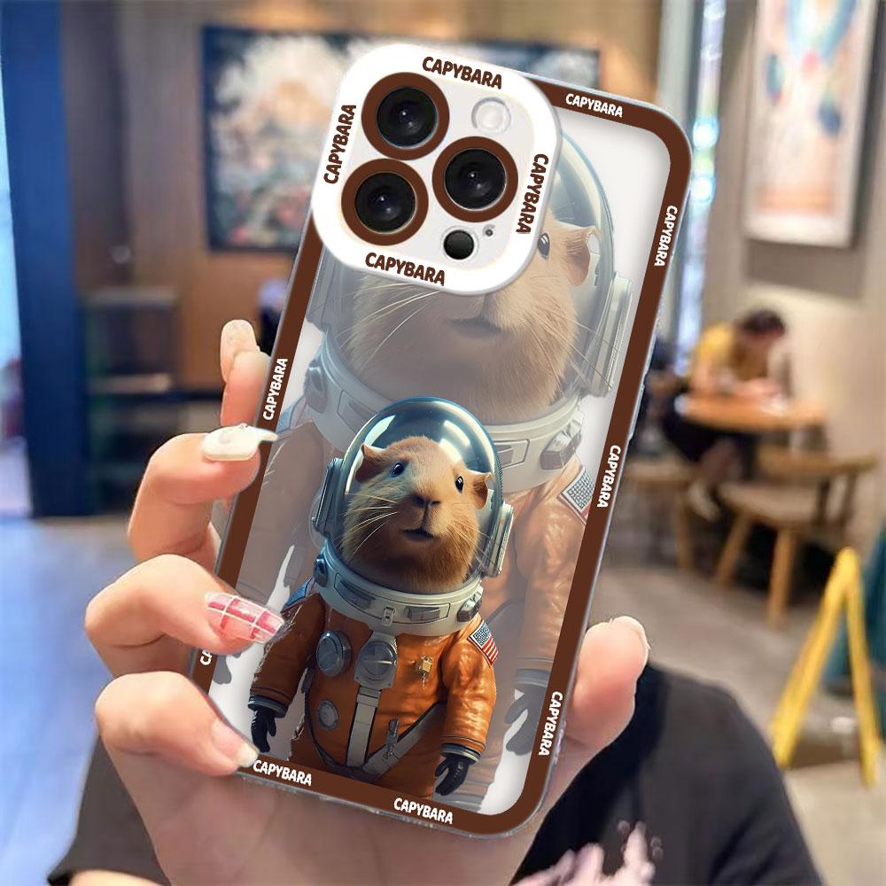 

Cute Astronaut Capybara Cover Clear Phone Case For Redmi Note 15 14 13 12 11 11T 11S 10 9 10S 9S 8 Pro Max Plus Transparent Case Redmi NOTE13PRO5G