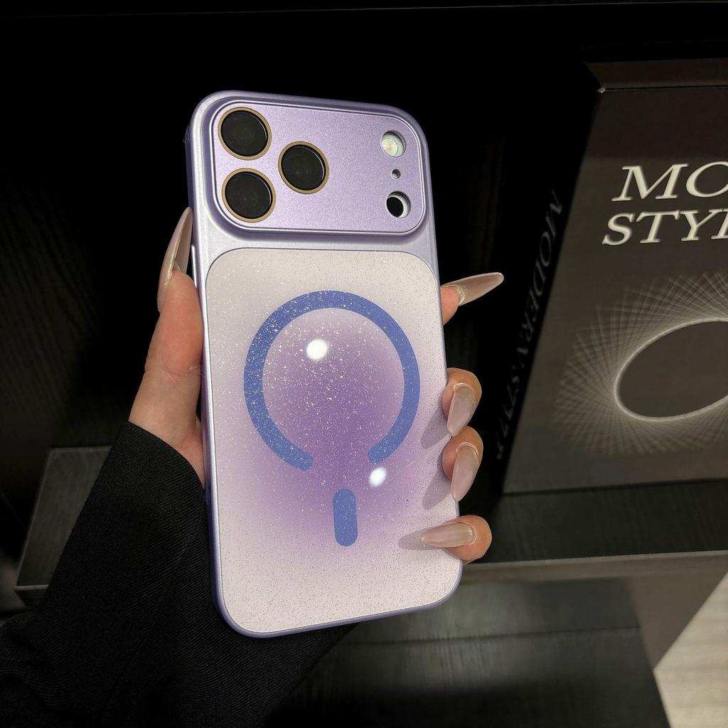 Applicable To iPhone17proMax Gradual Change Glitter Magnetic Mobile Phone Case Apple 16 Smudge Advanced Sense 15 Protective Case