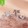 Romantic Maple Plain Silver Stud Earrings Exquisite Texture S925 Sterling Silver Leaf Stud Earrings