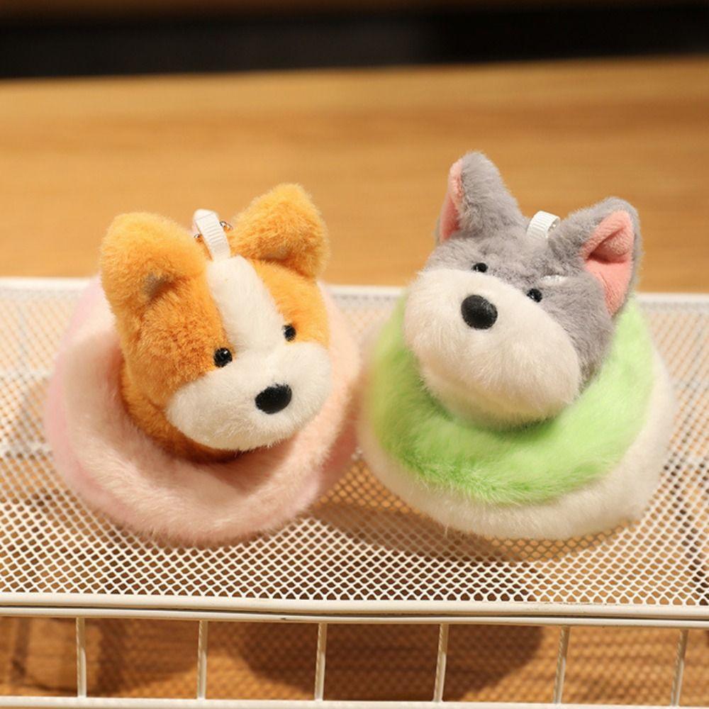 Stuffed Animal Puppy Nest Plush Keychain Puppy Dolls Schnauzer Plush Pendant  Christmas Gift