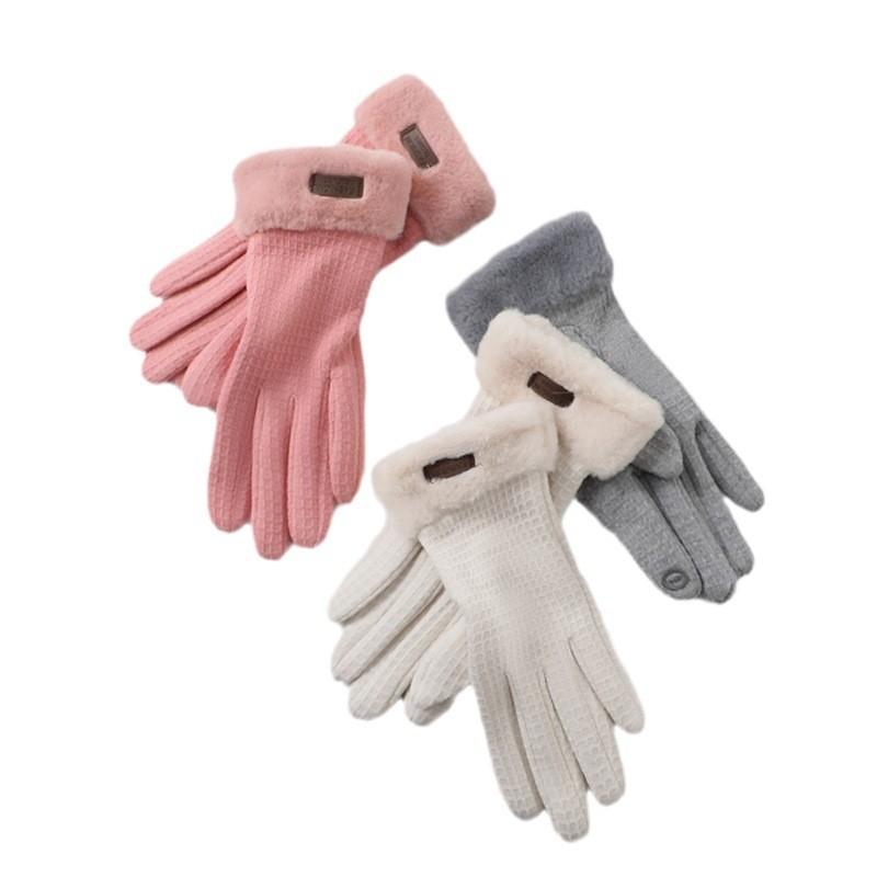 Winter Damen Flauschige Fahrradhandschuhe Mit Winddichtem Design Für Den Außenbereich