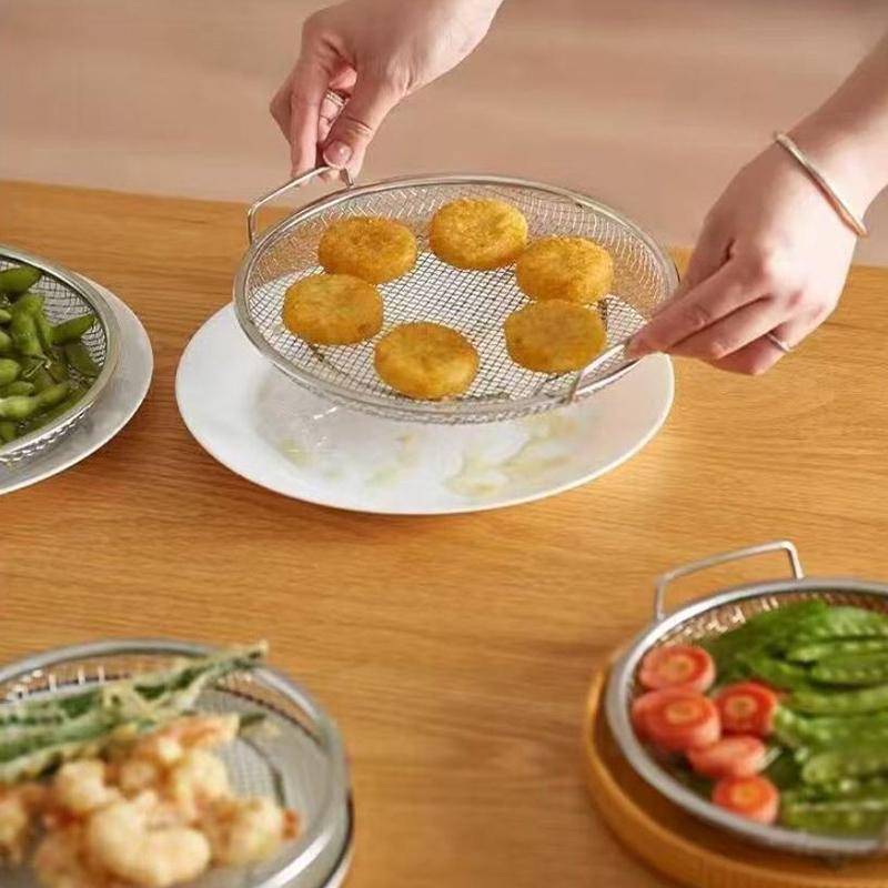 Stainless Steel Filter Tray,Reusable Round Mesh Basket,Frying Grilling,Kitchen Strainer,Fruit Vegetable Water Filter Basket