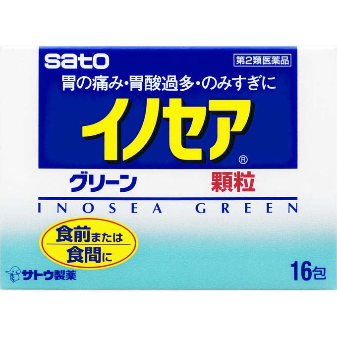

Sato Inosea Greer 16 packets Mucosal protection Indications: - Stomach pain, heartburn, belching (burping), hyperacidity - Excessive drinking (overcon 1