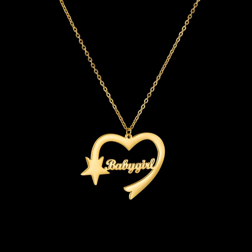 Atoztide Custom Name Necklace Personalized Butterfly Fashion Stainless Steel Pendant Heart Letter One Hole Chain for Women Gift