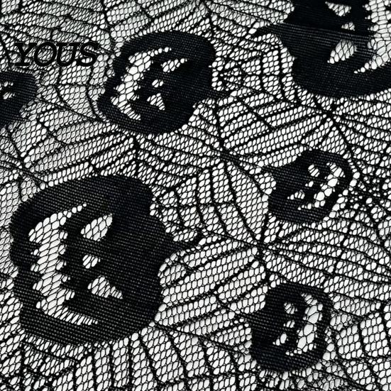 Black Lace Table Runner Halloween Runner, 70 x 15 Inch Spider Web Pumpkin Pattern Spooky Gothic Dinner Decoration for Kitchen Decor, Party Supplies