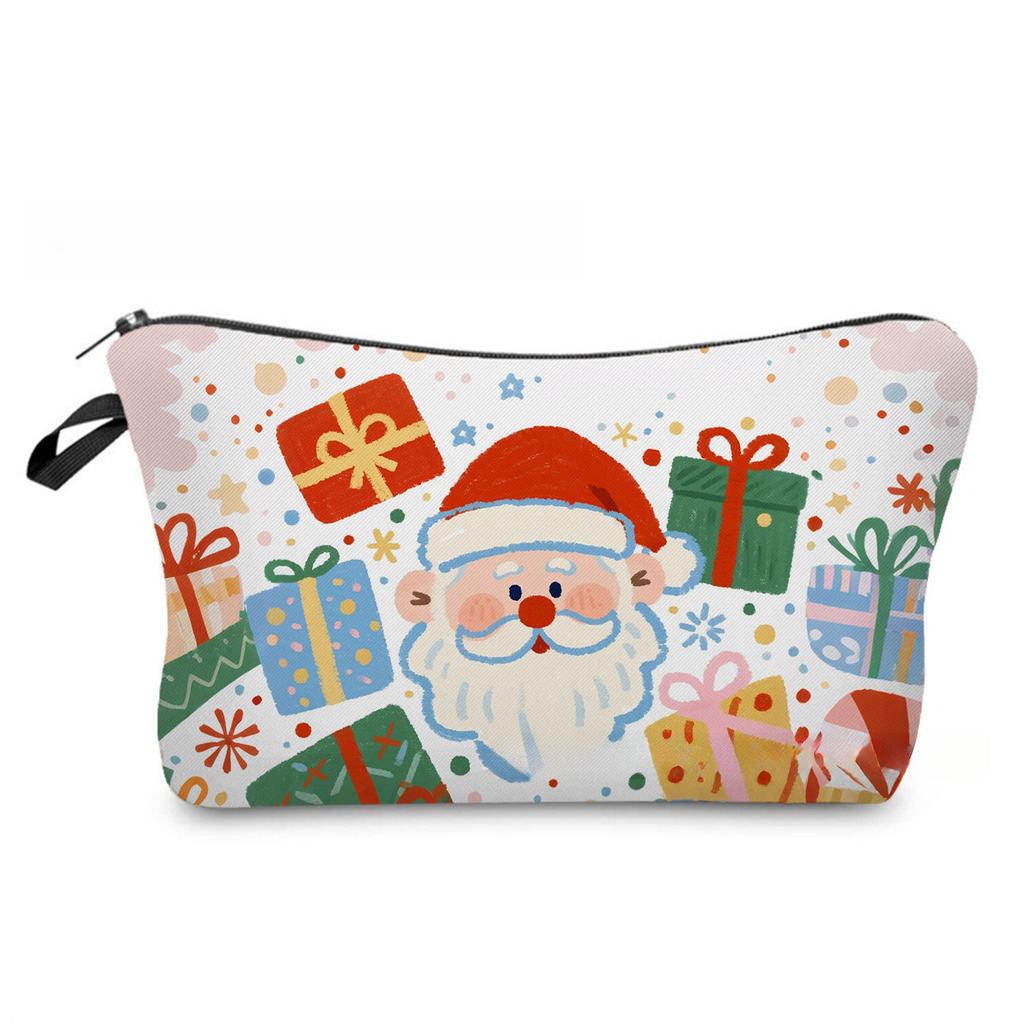 Women Santa Claus Print Cosmetic Bag Toiletries Organize Travel Storage Case 6866 KTB