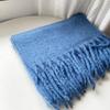 Versatile soft waxy solid color imitation cashmere fringed scarf women's winter lengthened warm thickened scarf shawl