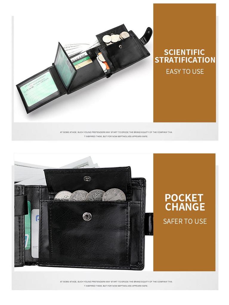 Men's Casual PU Leather Snap Wallet - Retro Coin Purse and Multi-Functional Design