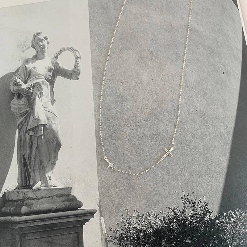 New 925 Sterling Silver Cross Necklace Charm Simple Style Woman Pendant Choker Birthday Gift for Friends Exquisite Jewelry