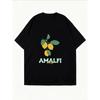 White Oversized T Shirt With Lemon And Amalfi Italy Print For Casual Wear