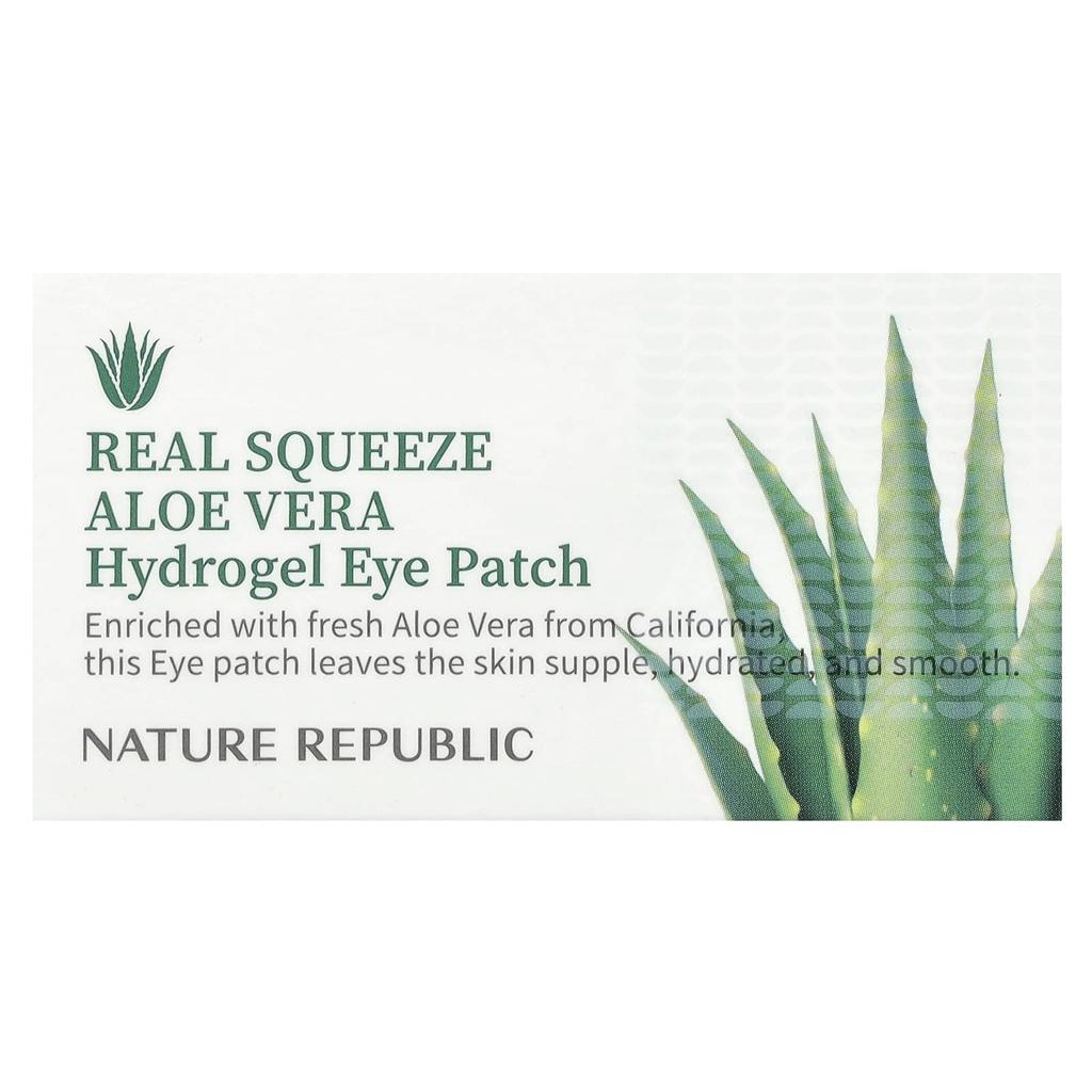 Nature Republic Real Squeeze, patch hydrogel pour les yeux à l'aloe vera, 60 feuilles, 70 g (2,46 oz)