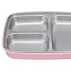 Thermal Insulation Bento Lunch Box 3 Grids Leakproof 304 Stainless Steel Bento Lunch Box for Students School Office Pink