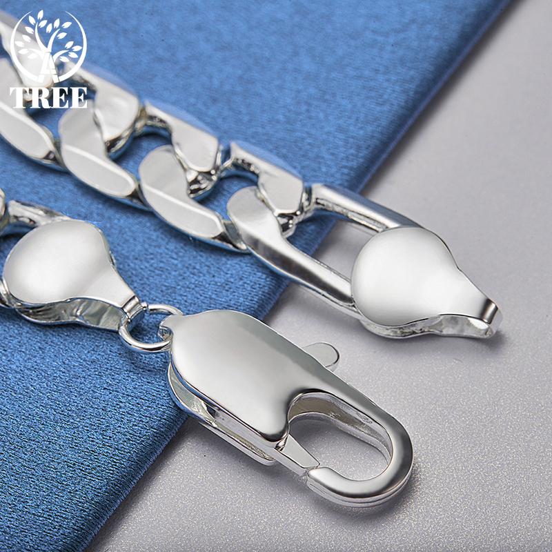 925 Sterling Silver 12mm Side Chain Bracelet Jewelry