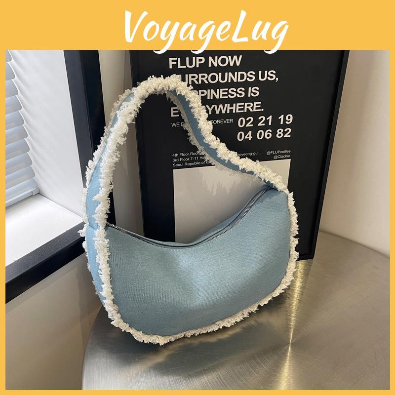 Chic Blue Casual Underarm Bag Fashionable Unique Aesthetic For Everyday Use