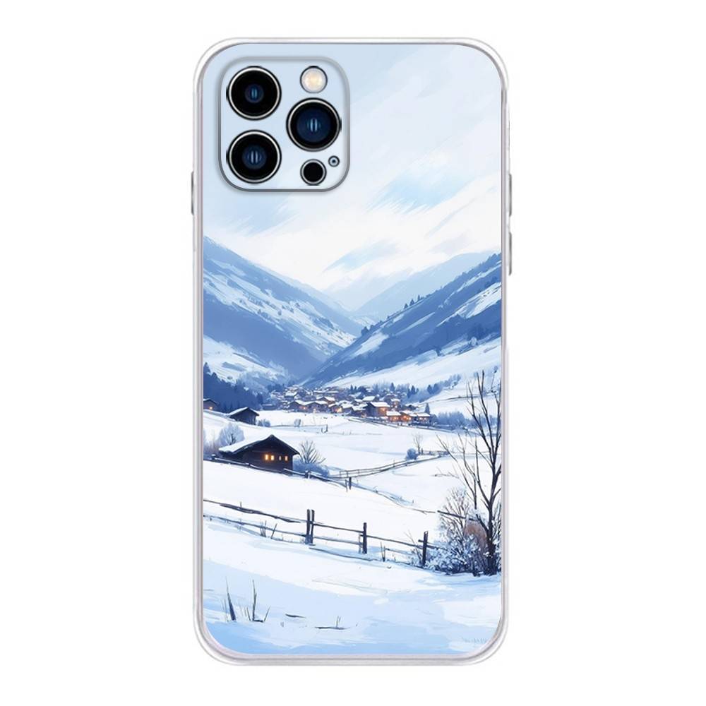 Natural Scenery Snow Mountain Phone Case for iPhone 16,15,14,13,12,11Pro,Max,17,Air,E,Mini Fingerprint Anti-Shock Rear Cover TPU