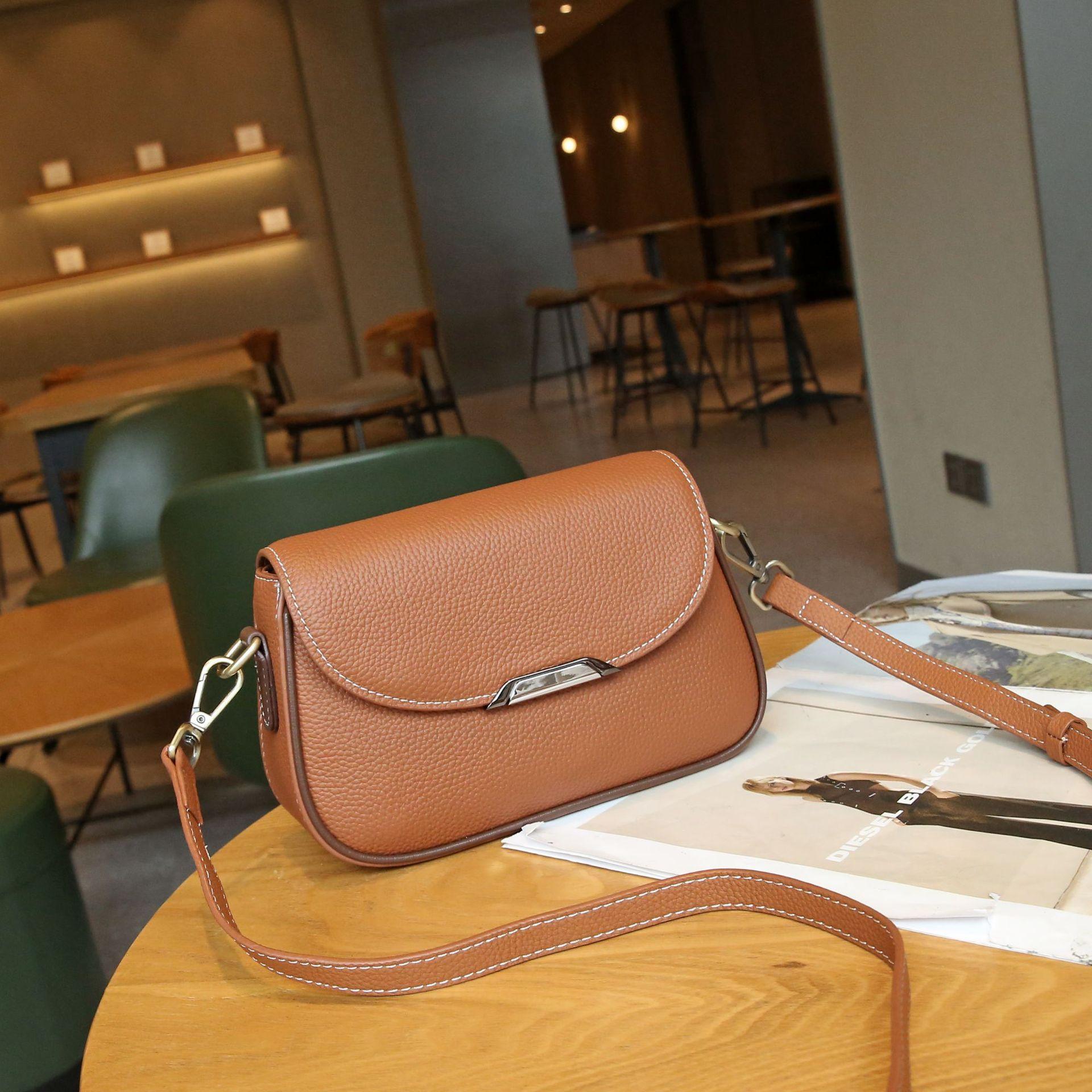 Wucifang Bags Rundleer Niche Veelzijdige Dames Tas Schoudertas Messenger Bag Eenvoudige Dames Tas Rits Shell Tas Kleptas