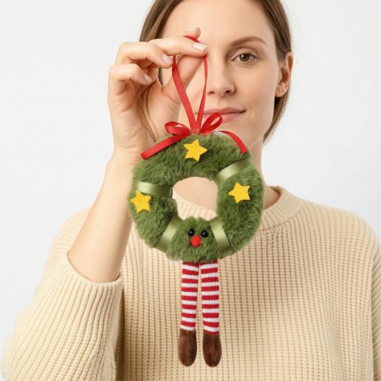 Decorative Ornaments for Garlands Fluffy Christmas Hanging Ornaments, Small Wreath/Tree Plush Doll Pendant, Winter Xmas Cute Pendants Trees