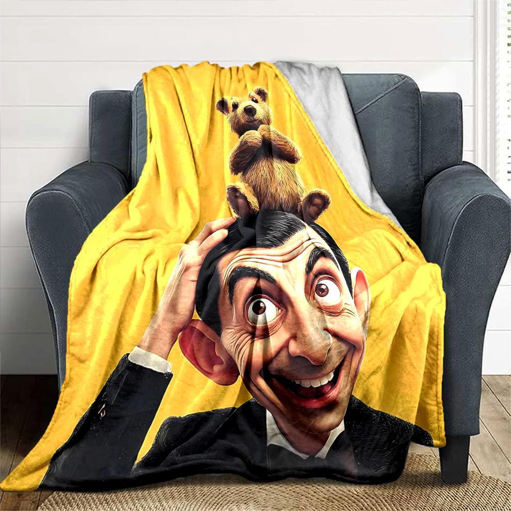 Mr Bean'S Hilarious Adventure Flannel Blanket Super Soft Warm Cozy Blanket For Sofa Bed Office Travel Allseason Home Decor Gift