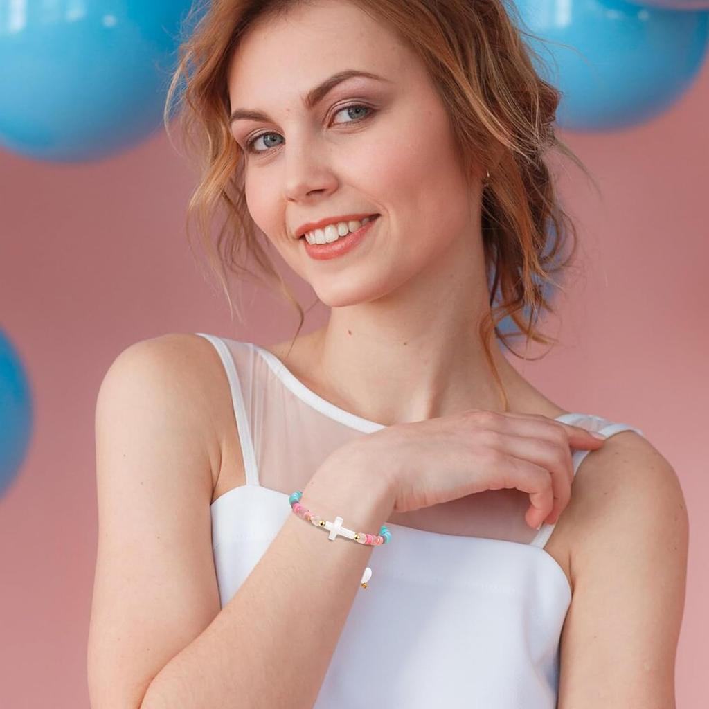 Ostern & Taufgeschenk für Frauen, Mädchen und Jungen - Inspirierendes Kreuzarmband mit 'Gott segne dich'-Karte