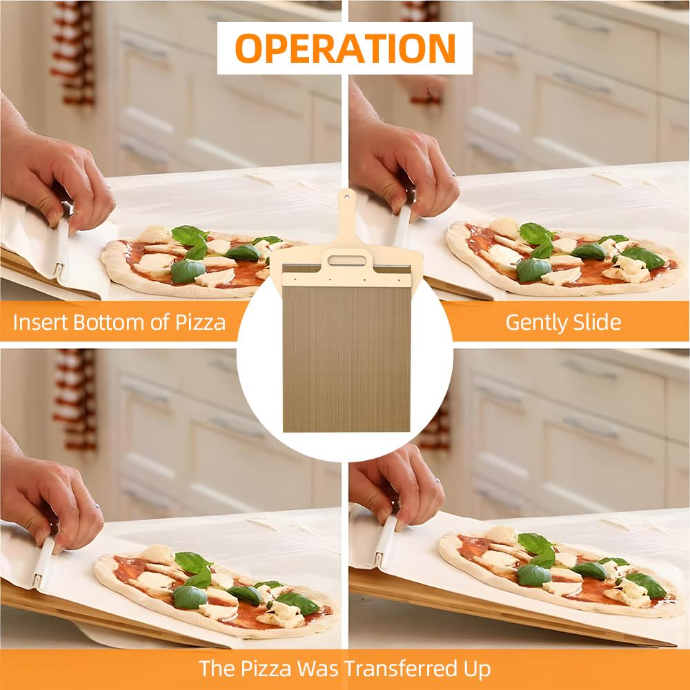 Sliding Pizza Peel - 12 Inch Pizza Paddle with Handle and Baking Cloth Non-Stick Pizza Peel for