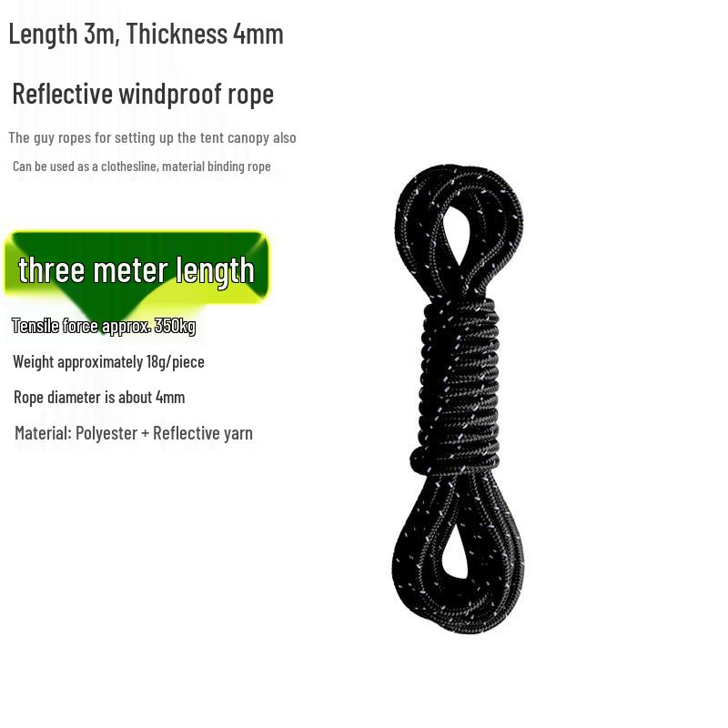 Reflective Wind Rope for Camping Tents - 4mm & 6mm Guy Rope