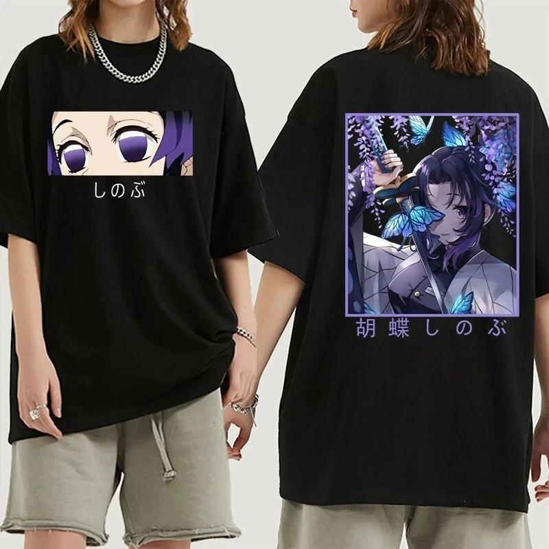Demon Slayer Kochou Shinobu Anime Unisexga TShirt Shirt Kostme Baumwolle Cotton Summer Unisexs and Womens Breathable Tshirt Top XL