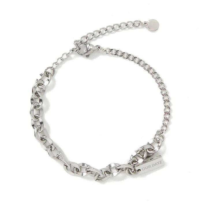 Pressed Chain Mix Bracelet [SILVER]