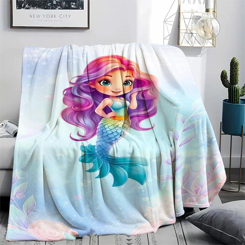 Mermaid and Stars Print Flannel Blanket,High Quality Comfortable for All Seasons,Home Decor,Warmth and Comfort,Perfect for Christmas Gifts