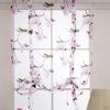 Roman Curtain Voile - Tie Up Silk Ribbon Shade Window Valance Drape Blind for Small Window,