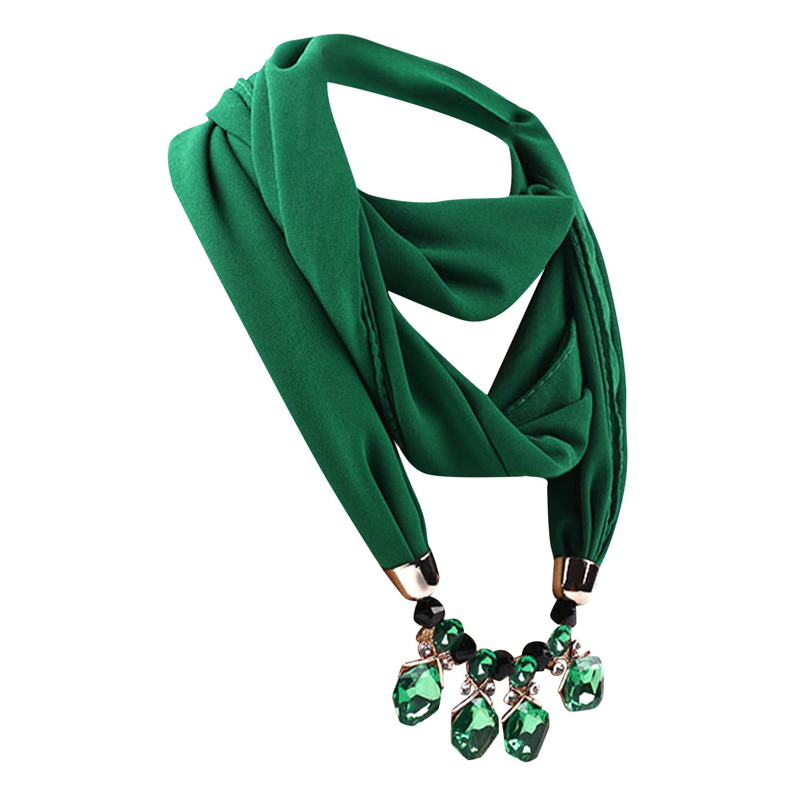 

Великолепные бусины, шарф с круглым кольцом, женские аксессуары для шарфов, ожерелье, шарф в этническом стиле One Size зелёный