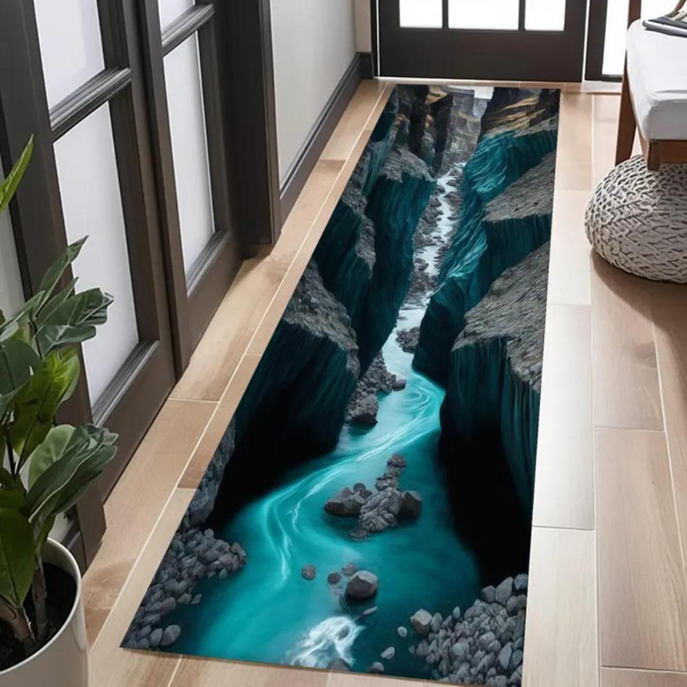 3D Ocean Carpet Mat Rug Home Decoration Wave Vortex Blue Illusion Pattern Floor Mat for Living Room Decor Rugs for Bedroom