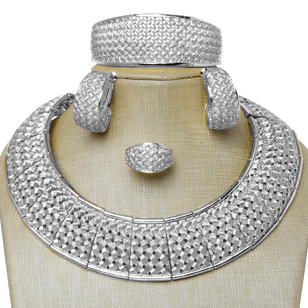 Набор бижутерии в ближневосточном стиле: Комплект: Колье, Браслет, Серьги и Кольцо с покрытием из 18-каратного золота 18K Gold-plated серебряный