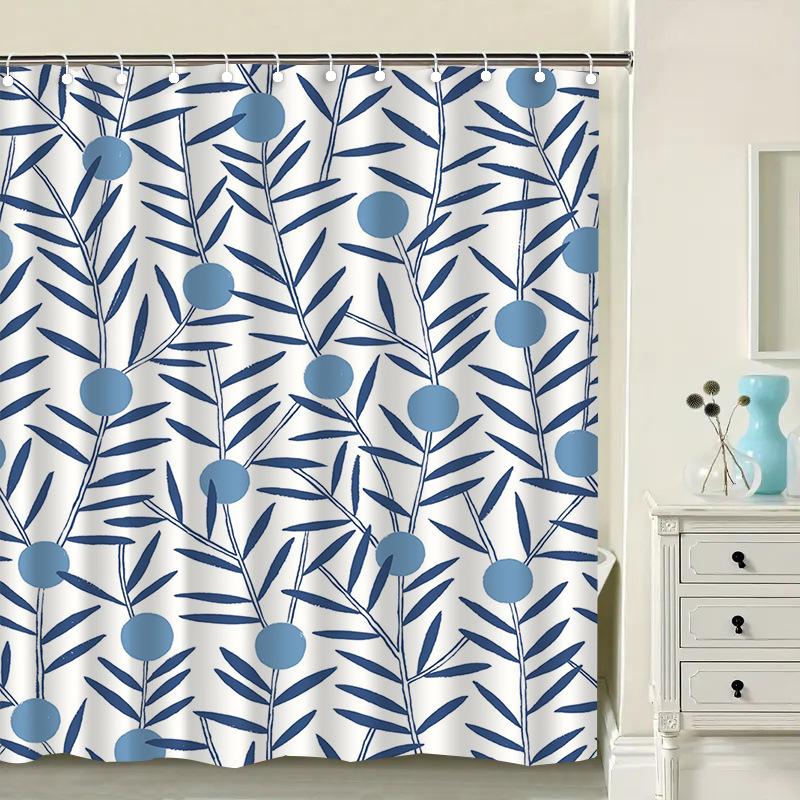 Fruit Branches Washable Dirt-Resistant Shower Curtain Shower Head Waterproof Polyester Bath Curtain For Home Decor Accessories