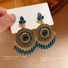 Silver Needle Diamond Geometric Fringed Earrings Ethnic Style Earrings New Chinese Elegant High-end Earrings Women's Water Droplet Diamond