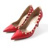 Great Pumps Rock Stud Pointed Toe Red Leather Women 36 Used