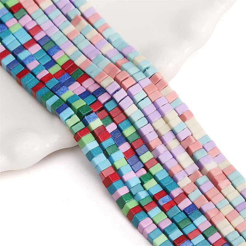 1strip /bag Plus Colored Rainbow Stone Square Beads DIY Bracelet Necklace Earrings Jewelry Accessories