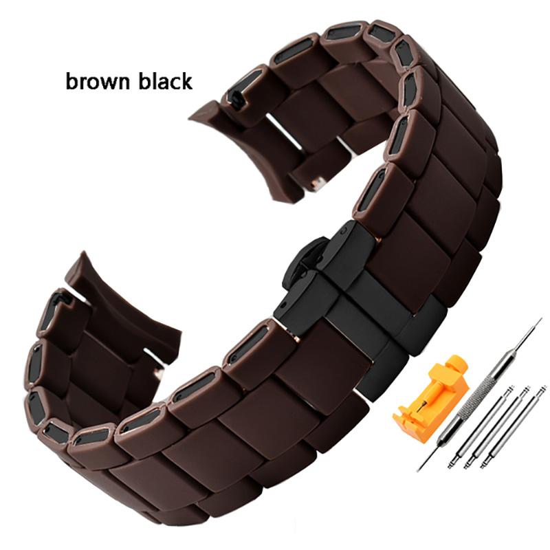 Silicone Stainless Steel Watchband for AR5905 AR5920 AR5890 AR5891 AR5889 Watch Strap 20mm 23mm Black Brown Men Women Bracelet